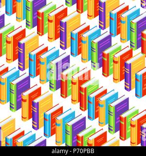 Seamless pattern with isometric books. Stock Vector