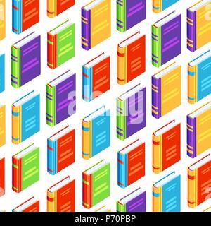 Seamless pattern with isometric books. Stock Vector