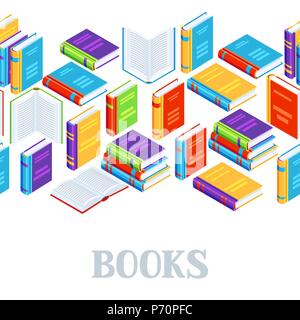 Seamless pattern with isometric books. Stock Vector