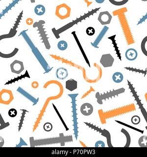 Seamless pattern with bolts nuts nails. Stock Vector