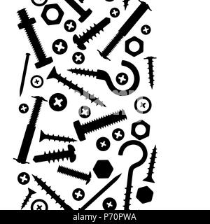 Seamless pattern with bolts nuts nails. Stock Vector