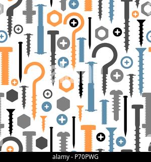Seamless pattern with bolts nuts nails. Stock Vector
