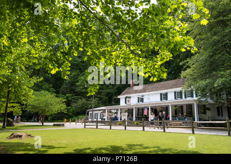 Wissahickon Creek Valley Park with Valley Green Inn off  Forbidden Drive,  Northwest Philadelphia, Pennsylvania, USA Stock Photo