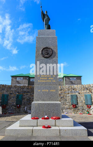 1982 Falklands War Memorial, Liberation Monument, Secretariat, Central Stanley, Port Stanley, Falkland Islands, South America Stock Photo