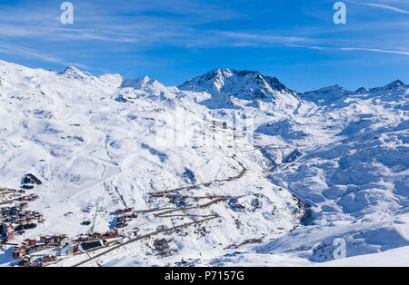 Ski resort  Val Thorens. Villages of Les Menuires and Val Thorens. France Stock Photo