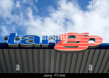 tango sign at gas station. tango operates a network of automatic unmanned stations in the Netherlands and is owned by Kuwait Petroleum. Stock Photo