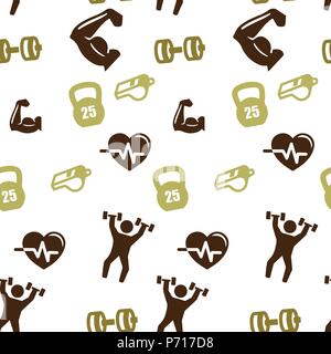 Sports set pattern seamless. Vector illustration. Isolated white background. Stock Vector