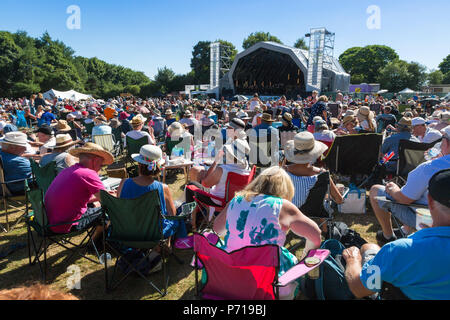 Crowd of people or audience at Concert in the Park, Sutton Park, Birmingham UK Stock Photo