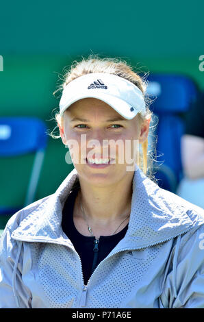 Caroline Wozniacki (DEN) playing in the final of the Nature Valley International, Eastbourne 30th June 2018 Stock Photo