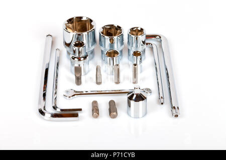 Tools of different measures isolated on white background. Stock Photo
