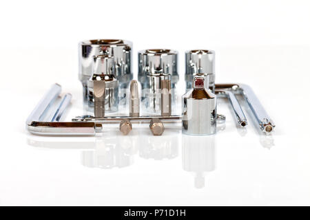 Tools of different measures isolated on white background. Stock Photo