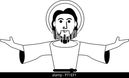 Jesuschrist cartoon isolated in black and white Stock Vector