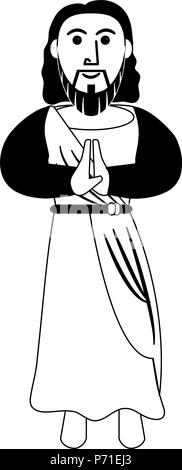 Jesuschrist cartoon isolated in black and white Stock Vector