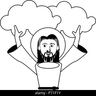 Jesuschrist cartoon isolated in black and white Stock Vector