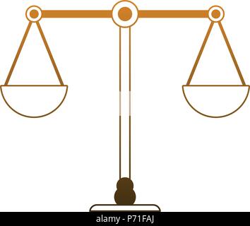 Justice balance symbol in yellow lines Stock Vector