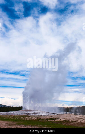 Old Faithful Geyser Sign, Yellowstone National Park, Wyoming, USA Stock ...