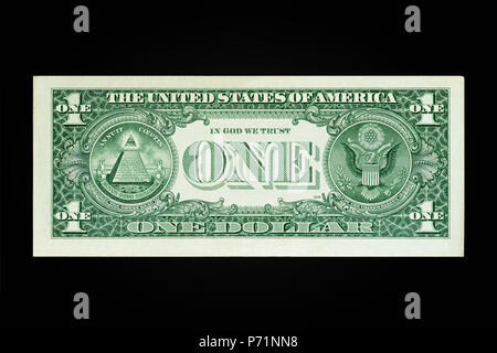 US One Dollar Note Reverse Stock Photo
