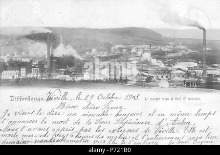 12 Differdange - L'usine vue à vol d'oiseau Stock Photo