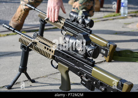 Two SA80 A2 L85 assault rifles are displayed at Altcar Training Camp ...