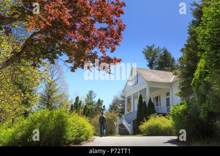 Springtime at Carl Sandburg Home National Historic Site, with Visitor,  Flat Rock, North Carolina, USA Stock Photo
