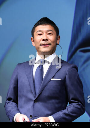 Tokyo Japan 3rd July 18 Japan S Online Fashion Website Zozotown Operator Start Today President Yusaku Maezawa Announces They Will Enter Business Suits Market By Its Private Brand At A Presentation In Tokyo
