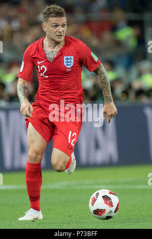 Moscow, Russland. 04th July, 2018. Kieran TRIPPIER (ENG) full figure, portrait, with ball, single action with ball, action, COLOMBIA (COL) - England (ENG) 3: 4 iE, round of 16, game 56, on 03.07.2018 in Moscow; Football World Cup 2018 in Russia from 14.06. - 15.07.2018. | usage worldwide Credit: dpa/Alamy Live News Stock Photo
