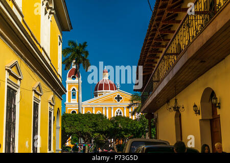 Granada, Nicaragua. February 7, 2018. A side street leading to the Granada Cathedral Stock Photo