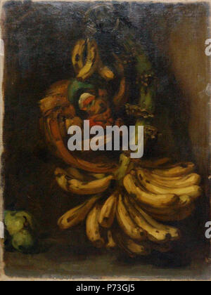 'Affenfigur mit Bananenstaude'. Undeutlich signiert. Öl auf Leinwand. 70 x 50,5 cm. Provenienz: Aus dem Nachlass der Familie des Künstlers. by 1923 135 Hans Looschen (attr) Affe mit Bananenstaude Stock Photo