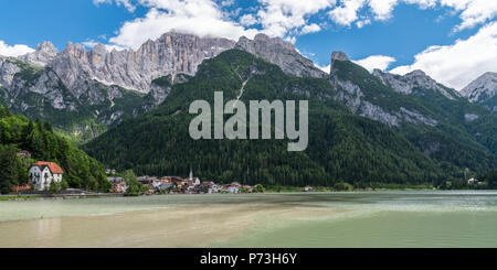 Dolomites, Alleghe lake and Civetta mountain Stock Photo