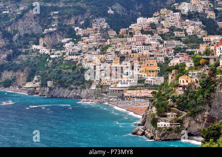 Beautiful aerial view of Positano, Amalfi cost, Campania, Italy Stock Photo