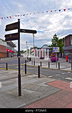 The front entrance to the newly refurbished and redecorated Bridgend Shopping Centre local in central Bridgend Stock Photo