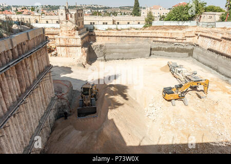 Israel, Jerusalem - 24 June 2018: Construction site of the new Bezalel Academy of Arts and Design designed by SANAA Stock Photo