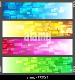 Colorful horizontal banners with rectangles pattern. vector illustration. Stock Vector