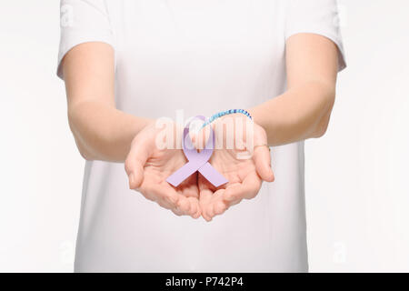 Woman Holding Lilac Ribbon Closeup Cancer Concept Stock Photo by ©serezniy  212272414