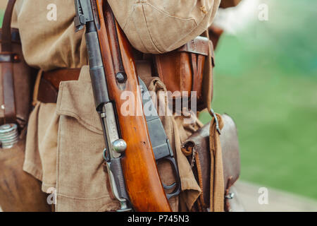 male actor in the form of Russian red Army officer period 1942 world war II Stock Photo