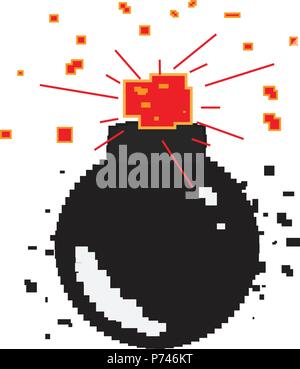 Isolated pixelated bomb icon Stock Vector
