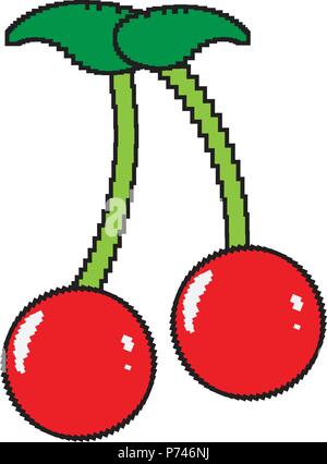 Isolated pixelated cherry icon Stock Vector
