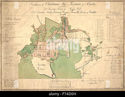 Reichborns kart over Christiania, 1811 - Cartographer I.H. Reichborn Stock Photo