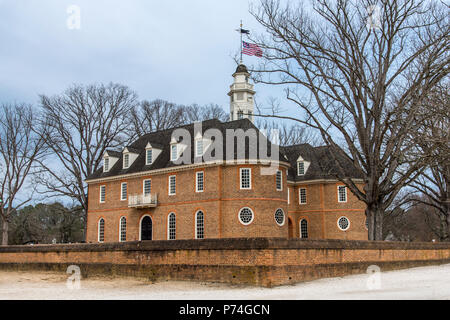 Williamsburg, Virginia , USA - April 1, 2018 :The Capitol building in Colonial Williamsburg in Virginia. Stock Photo