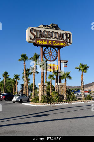 Stagecoach Hotel and Casino sign in Beatty Nevada Stock Photo