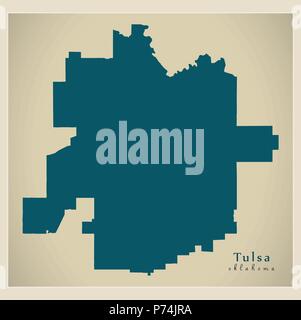 Modern Map - Tulsa Oklahoma city of the USA Stock Vector