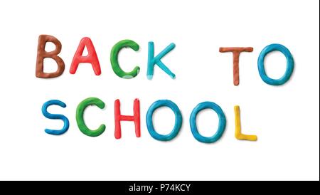 Handmade modeling clay words back to school. Stock Vector