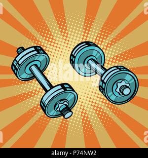 dumbbell pop art Stock Vector