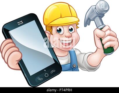 Carpenter Handyman Phone Concept Stock Vector