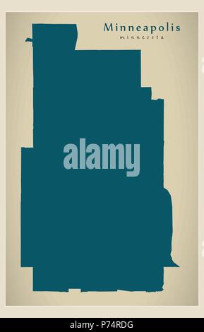 Modern City Map - Minneapolis Minnesota city of the USA Stock Vector