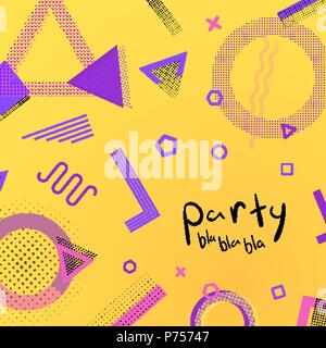 Modern colors background template with old style memphis elements Stock Vector