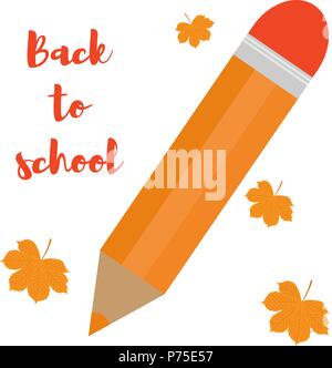 Back To School Vector. Back To School Background With Autumn Leaf, Pencil Stock Vector