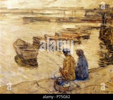 Work by Childe Hassam . before 1935 136 Hassam - fishing Stock Photo