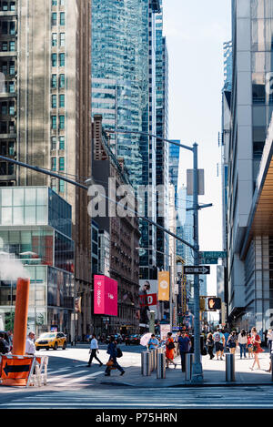 New York City, USA - June 20, 2018: Street scene in 6th Avenue in Midtown of Manhattan Stock Photo