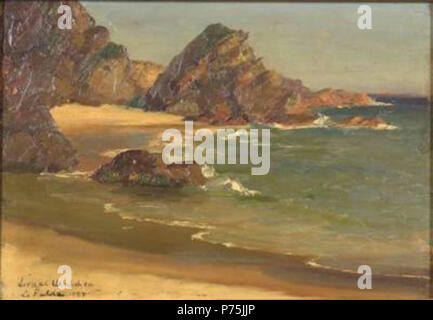 Walden Rocks 'Rocky Shore' (1907) by Lionel Walden depicts a coastal scene with a ...